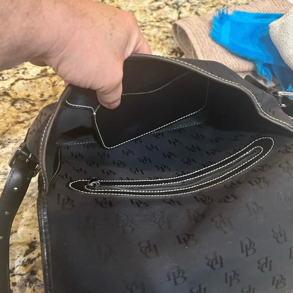 Dooney & Bourke Vintage Black Canvas Logo/Leather Trim Shoulder Purse - Picture 6 of 9